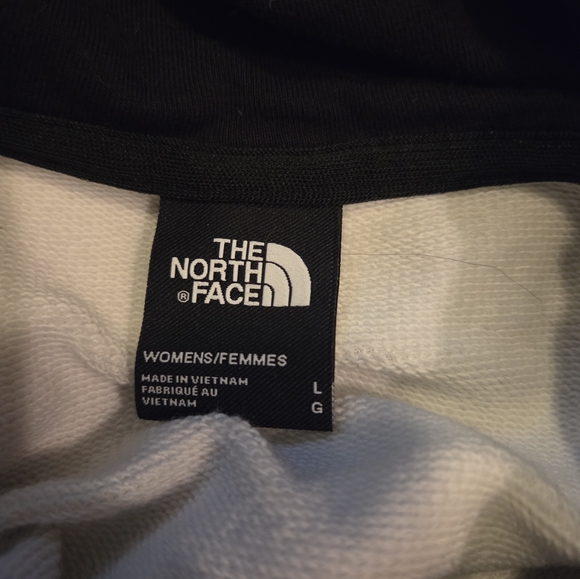 Women's The North Face cropped sweatshirt hoodie size L black/white oversized - Picture 6 of 8